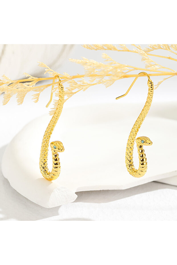 Other Gold-color A Pair of Fashionable and Creative Personalized Snake-shaped Earrings, Exaggerated