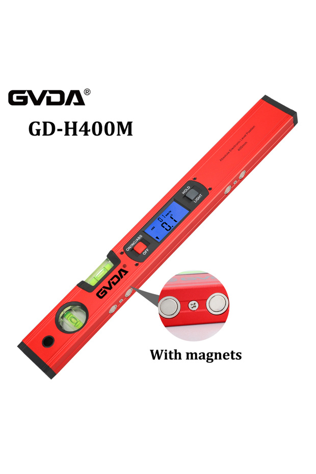 GD-H400M GVDA مستوى مغناطيسي رقمي 360 درجة منقلة زاوية من الألومنيوم 400 مم إلكتروني