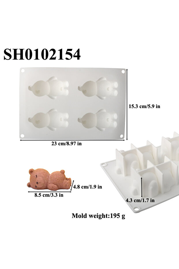 SH0102154 Sleeping Bear Design Silicone Cake Molds Mousse Bakeware Jelly Mould Party Dessert Baking