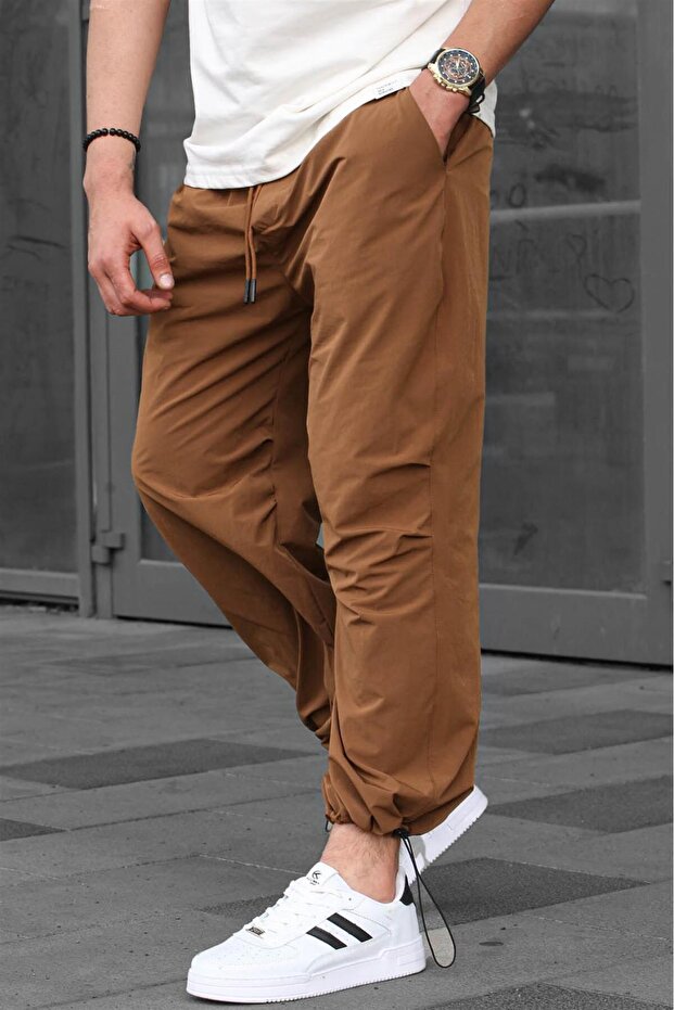 Brown Regular Fit Men's Parachute Trousers 6504