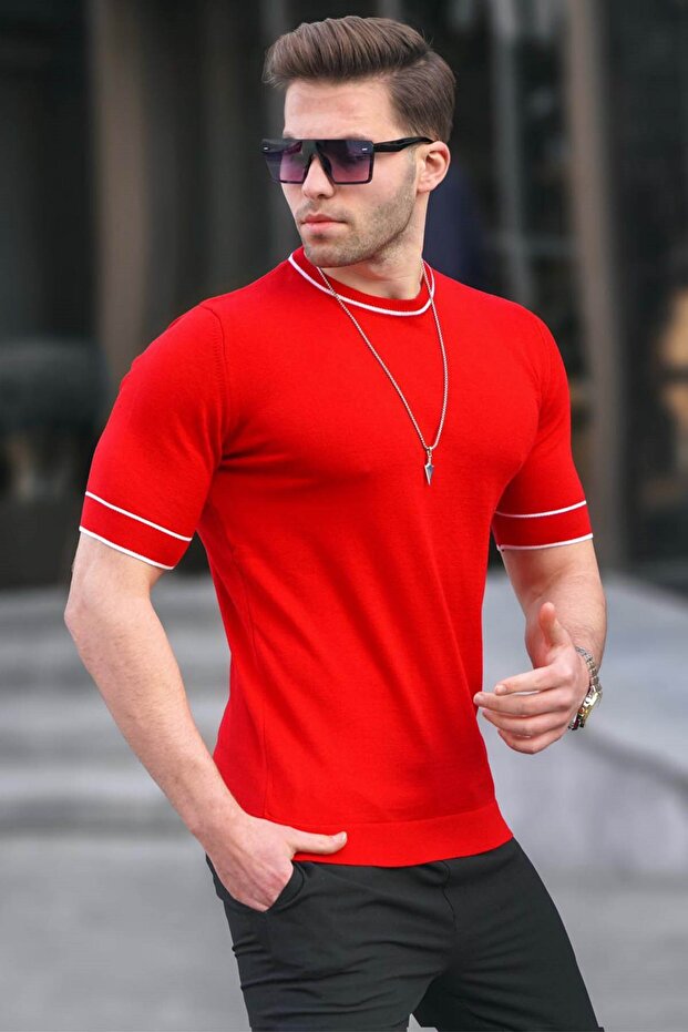 Men's Red Knitwear T-Shirt 5080