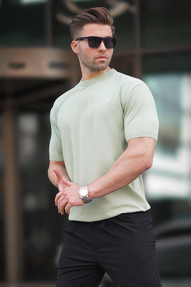 Ανδρικό μπλουζάκι Green Crew Neck Basic 6883 - 2