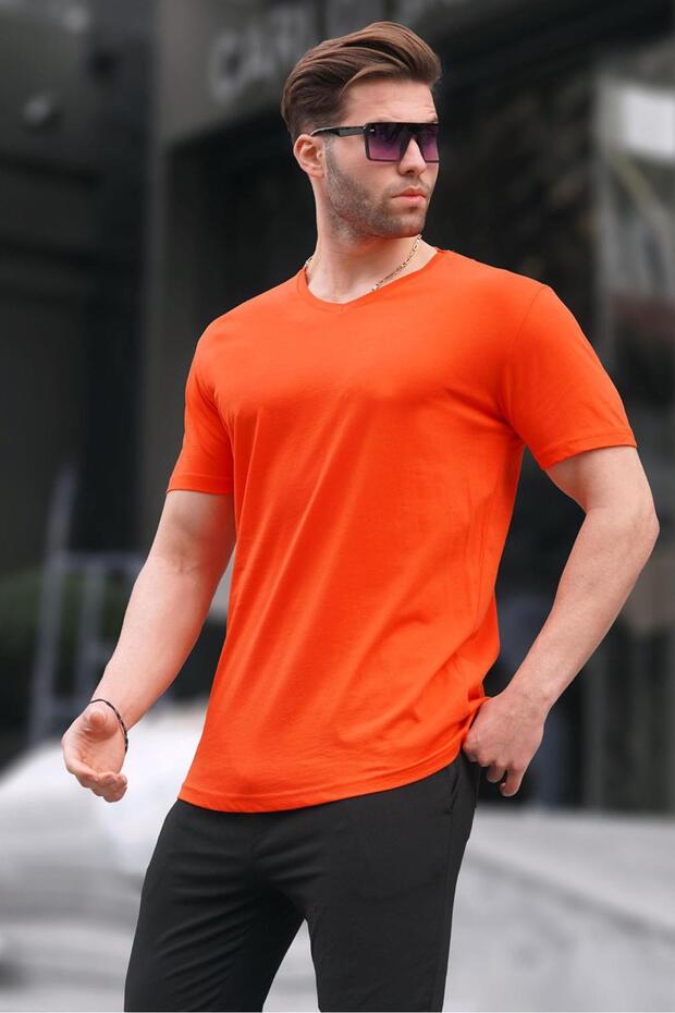 Basic V Yaka Turuncu Tişört 5281 - 2