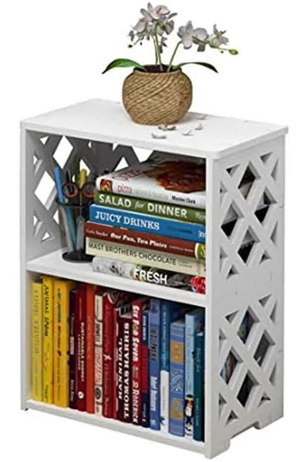 3-tier White Small Bookshelf With Open Storage For Bedroom, Living Room, Office Or Compact Spaces