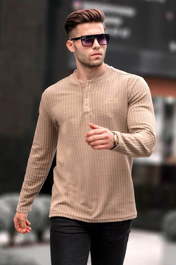 Bej Waffle Kumaş Basic Kazak 6007 - 1