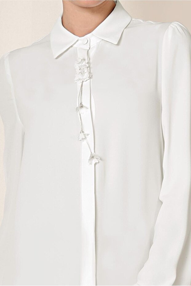 4878 Model Revers Tunic with Hidden Buttons and Accessories - 4
