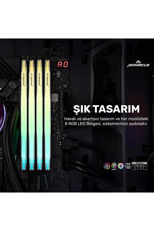 Pinnacle PKMD4U32C16CHW32G 32GB DDR4 3200Mhz 2Rx8 CL16 RGB Masaüstü Ram - 7