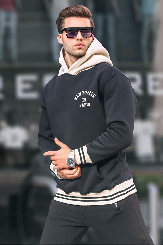 Siyah Oversize Kapüşonlu Sweatshirt 6139 - 2