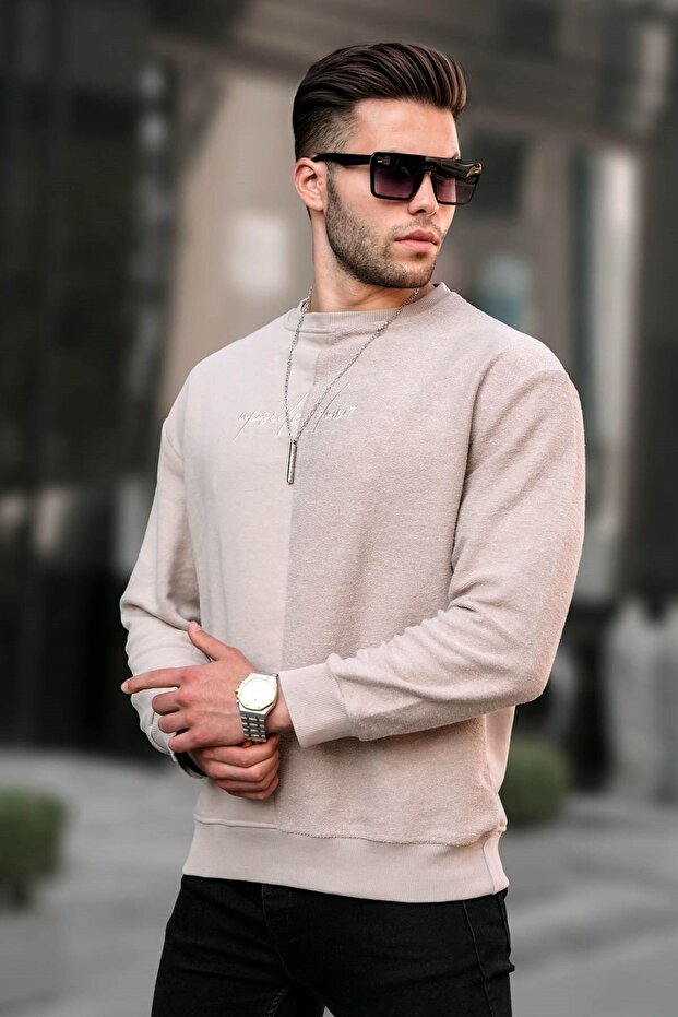 Bej Basic Erkek Sweatshirt 6010 - 1