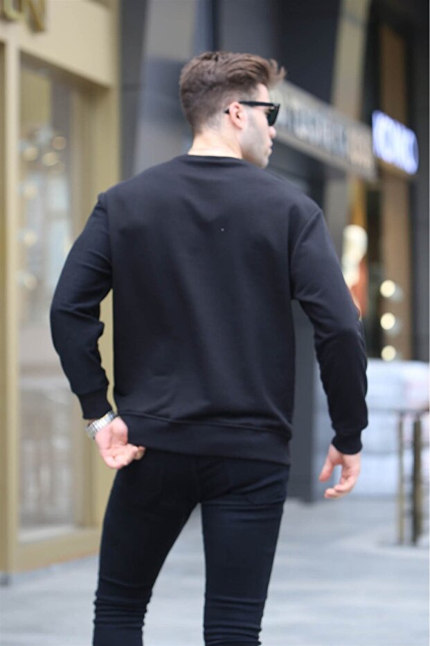 Siyah Basic Erkek Sweatshirt 6010 - 4