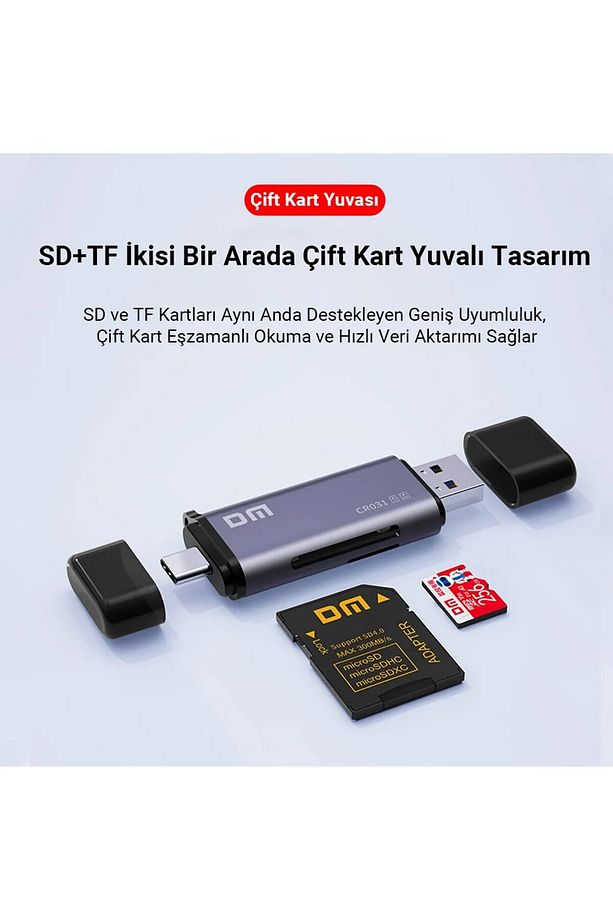 Cr031 Usb3.1 Ve Type-c Micro Sd Tf Sd Kart Okuyucu Çevirici - 6
