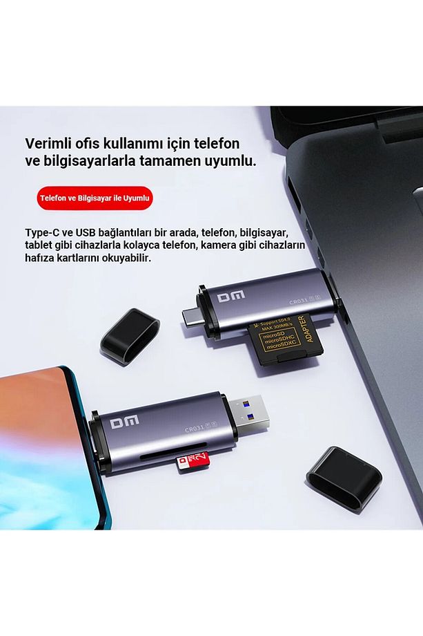 Cr031 Usb3.1 Ve Type-c Micro Sd Tf Sd Kart Okuyucu Çevirici - 5
