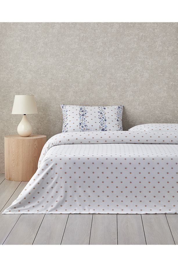 Floret Line Pamuk Tek Kişilik Nevresim Takımı 160x220 cm Mavi - 2
