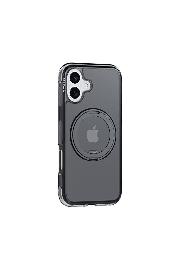 360° Premium Rotatable Ring Stand Case for iPhone 16 Mil-Grade, Anti-Slip, Air Cushioning, Black