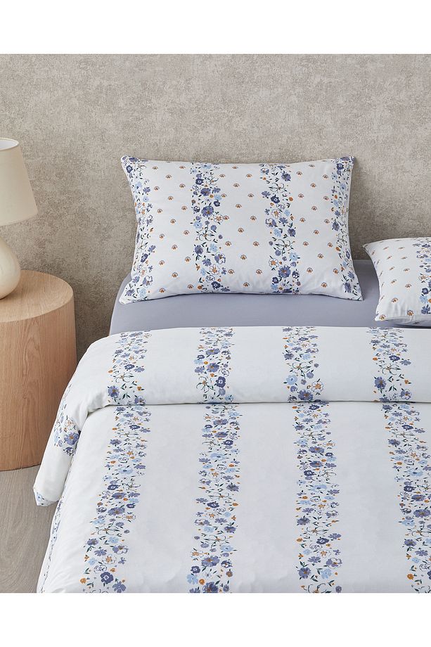 Floret Line Pamuk Tek Kişilik Nevresim Takımı 160x220 cm Mavi - 3