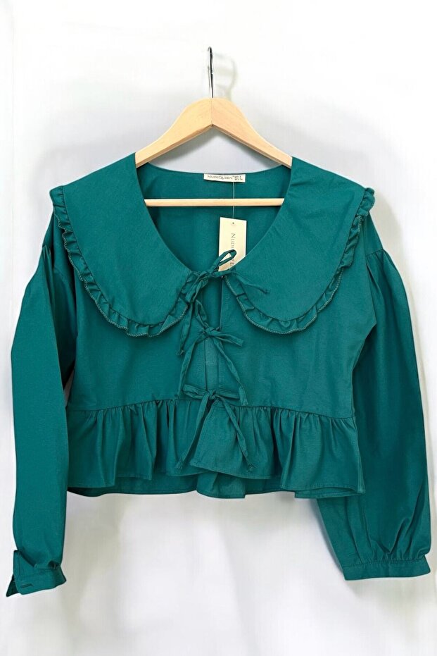 Front Tie Bebê Collar Shirt - 5