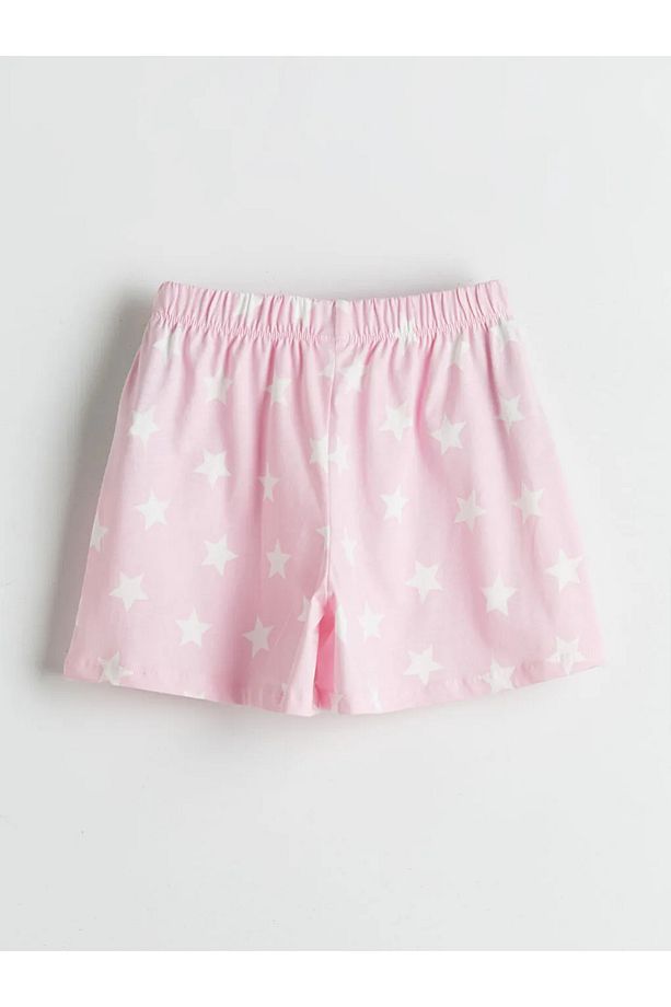 Pembe Bisiklet Yaka Kız Çocuk Şortlu Pijama Takımı - 5