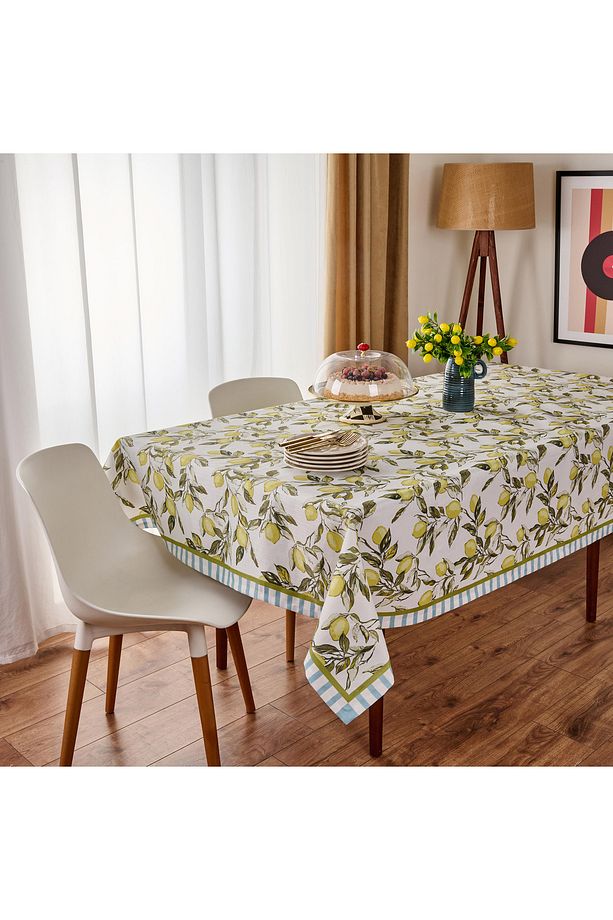 Soft Lime Cello Elvid Masa Örtüsü - Renkli - 140x220 cm - 1