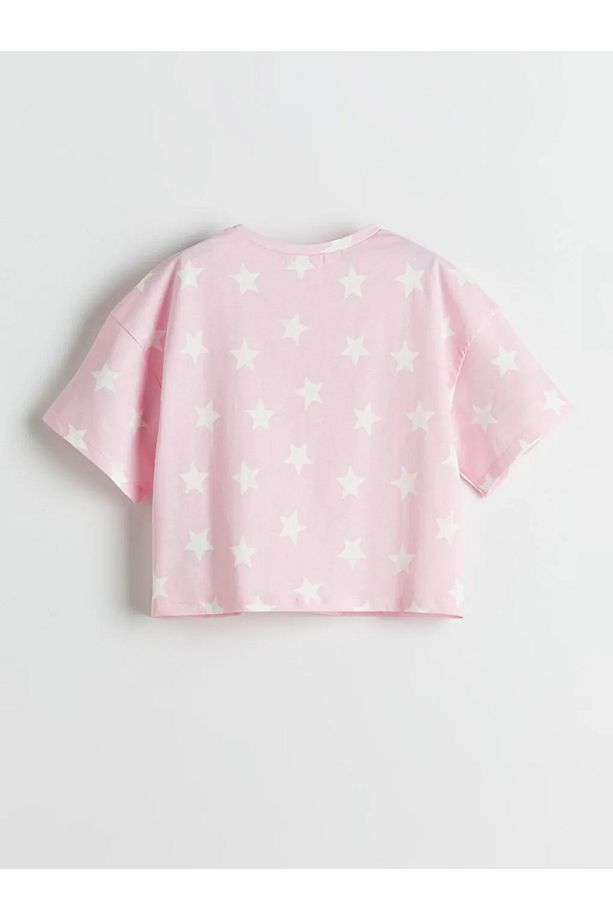 Pembe Bisiklet Yaka Kız Çocuk Şortlu Pijama Takımı - 3