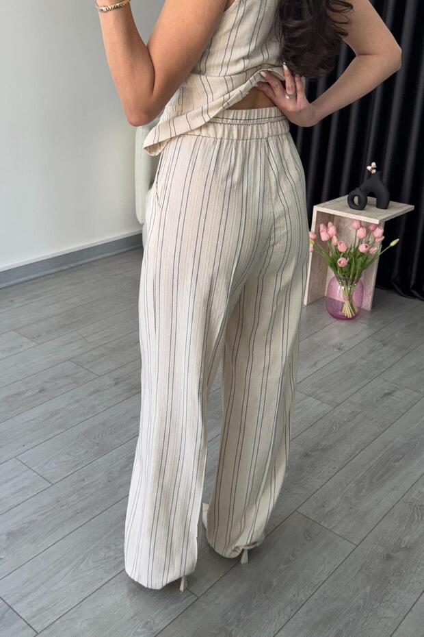 Striped Natural Linen Set - 7