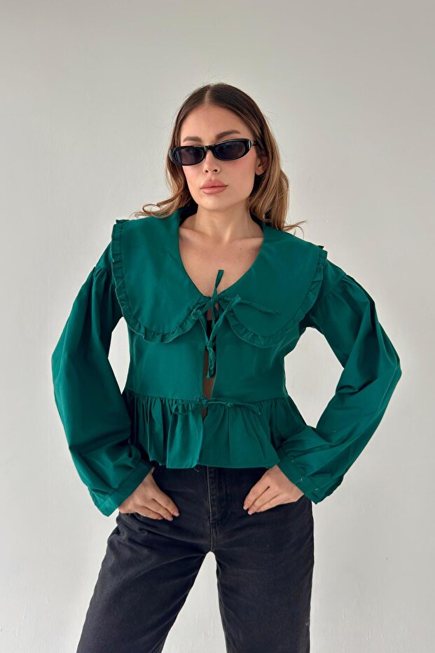 Front Tie Bebê Collar Shirt - 2