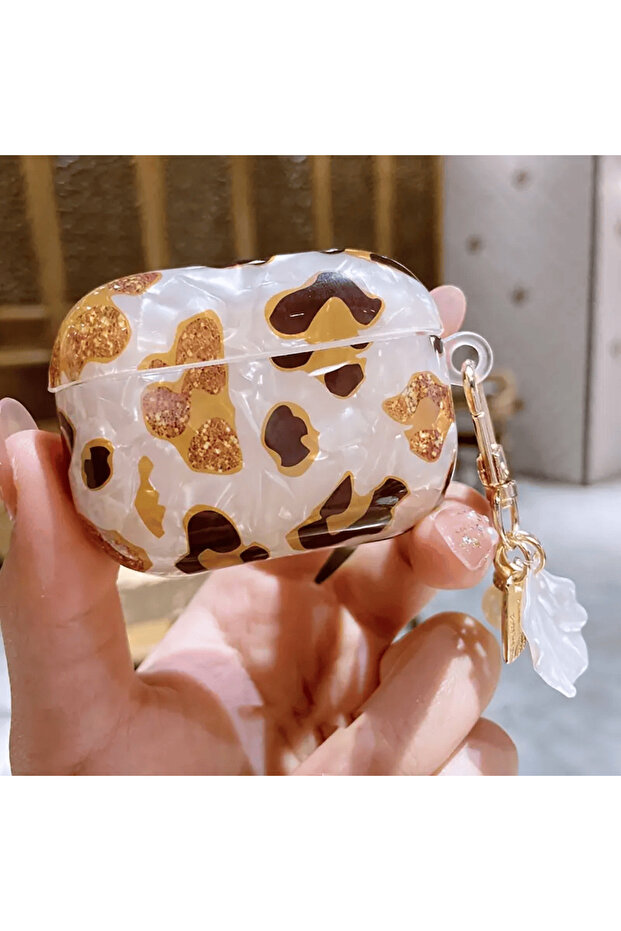 حافظة ساحرة على شكل صدفة البحر بنمط الفهد متوافقة مع Airpods Pro/pro2 - 1