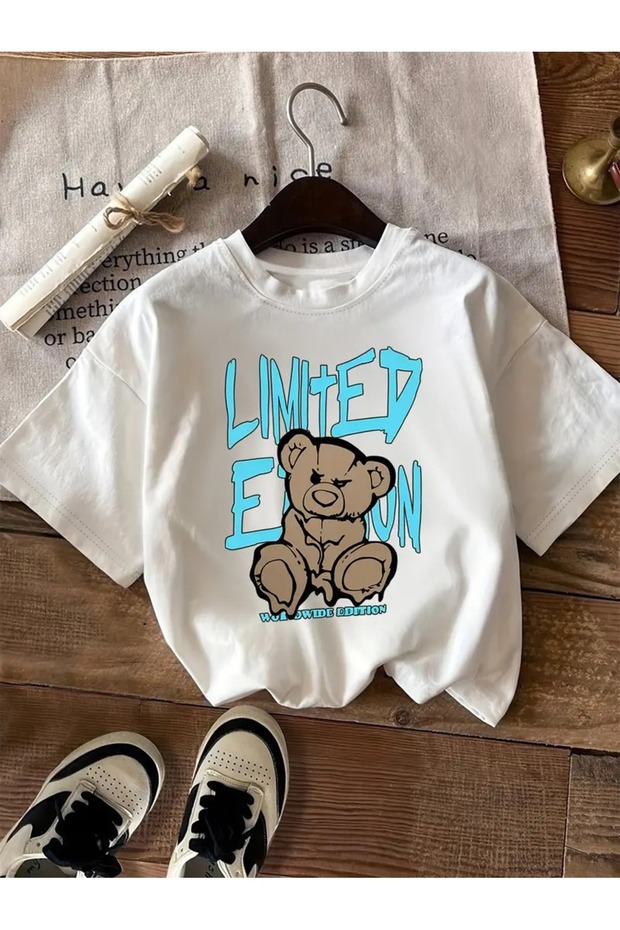 Limited Time "Limited Edition" Graphic Tee for Women - Round Neck T-Shirt, Bear Print