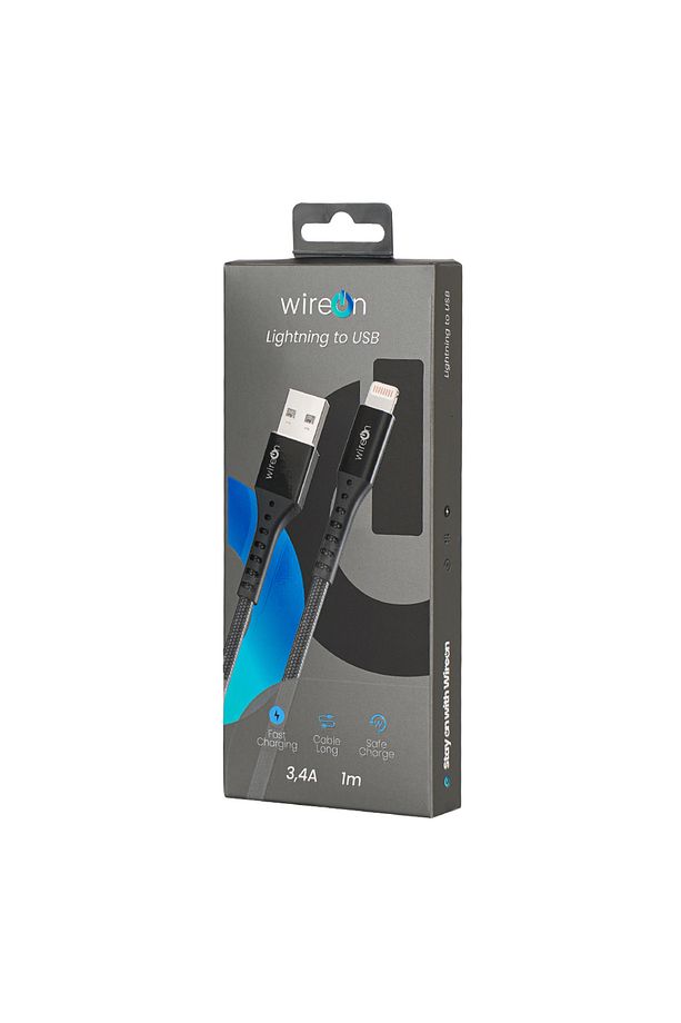 USB Iphone Lightning Siyah Örgülü Hızlı Şarj Kablosu (3.4A - 1 Metre ) - Lightning USB Fast Charging - 2