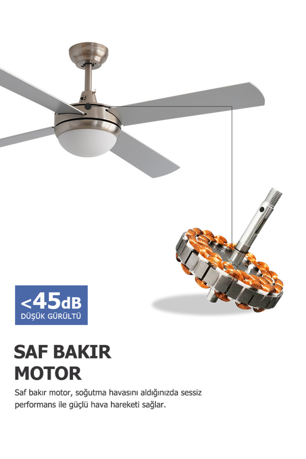 Dlc Alızee Mat Krom Tavan Vantilatörü 132 Cm - 4
