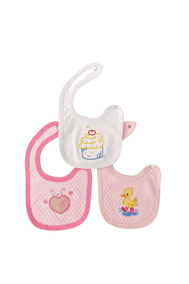 100% Cotton 3-Piece Baby Girl Bib Collar Baby Bib Double Layer Snap Scarf Drool Bib