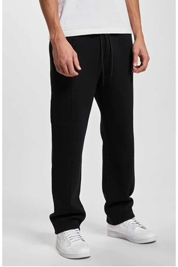 Men's Black Straight Leg Tracking Pants