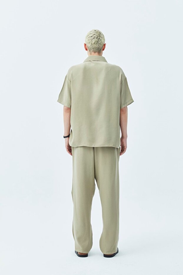 Basıc Oversize Keten Takım Haki - 7