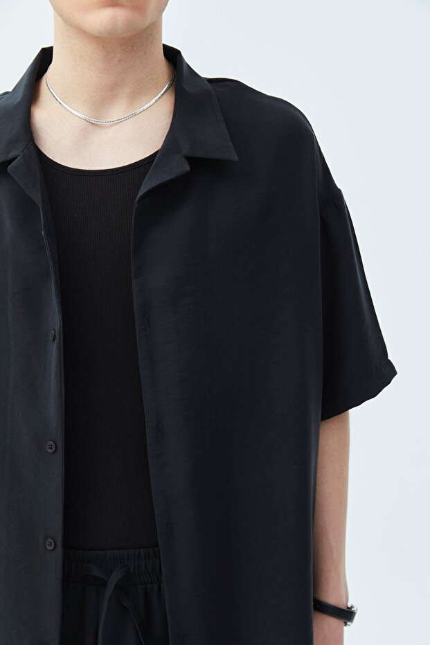 Basıc Oversize Keten Takım Siyah - 4