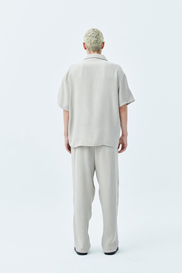 Basıc Oversize Keten Takım Bej - 6