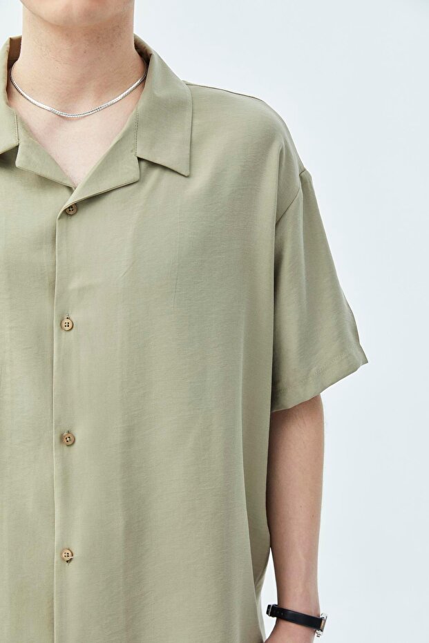 Basıc Oversize Keten Takım Haki - 4