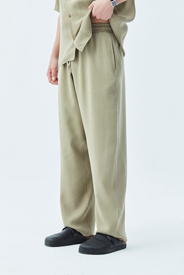Basıc Oversize Keten Takım Haki - 6
