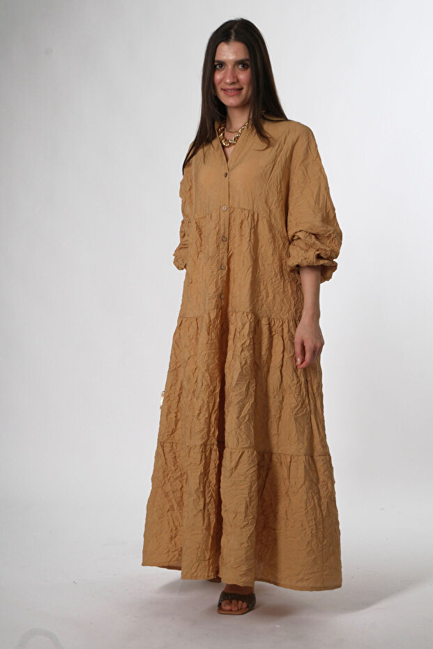 Kadın Kırışık Katleya Model Elbise - 5
