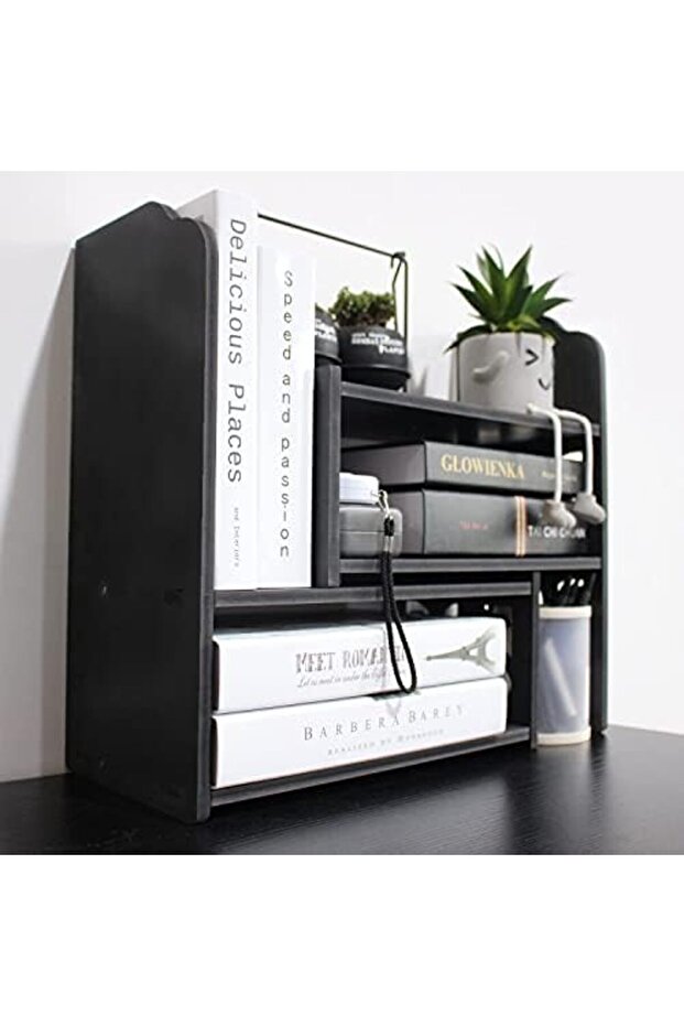 Small Desktop Bookshelf, Mini White Office Desk Shelves, Versatile Organizer For Women & Kids