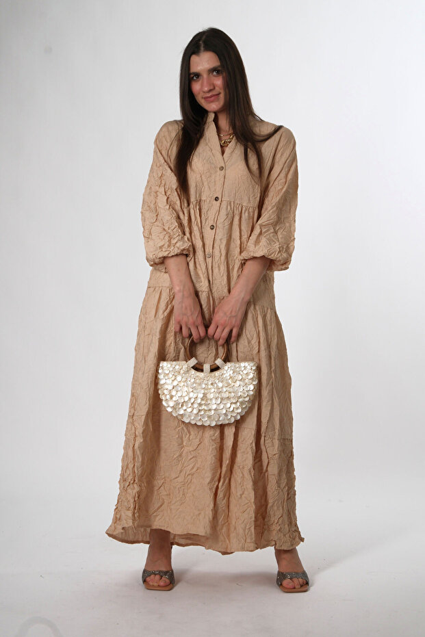 Kadın Kırışık Katleya Model Elbise - 6