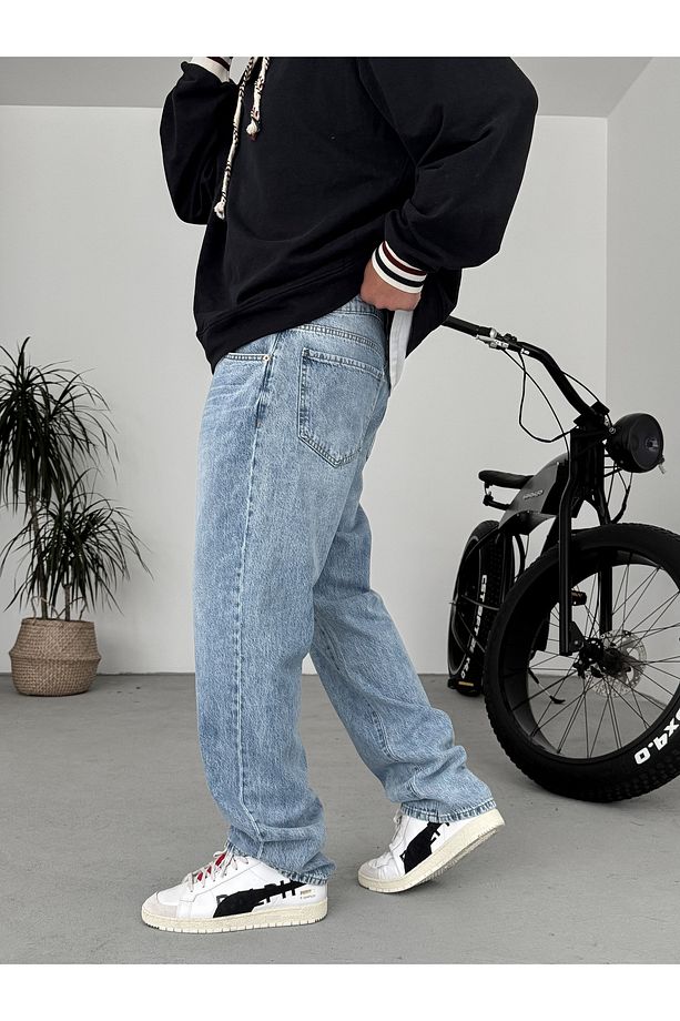 Açık Mavi Yıkamalı Baggy Pantolon GJ-16668/16713 - 5