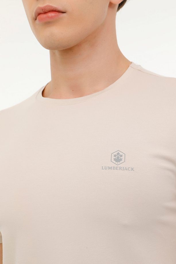M-CT110 BSC C NK T-SH 4FX Bej Erkek Kısa Kol T-Shirt - 4