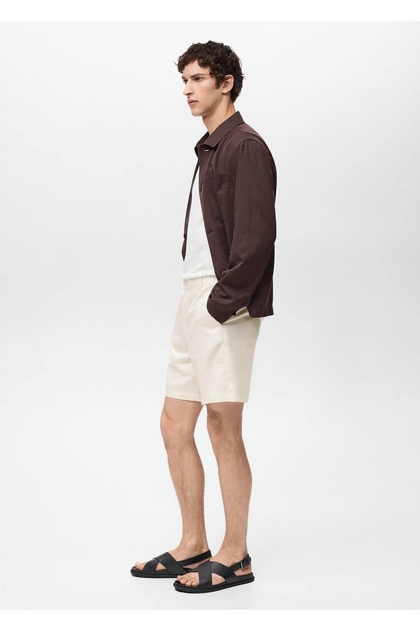Slim fit akışkan bermuda şort - 6
