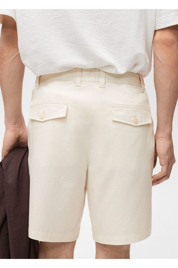 Slim fit akışkan bermuda şort - 5