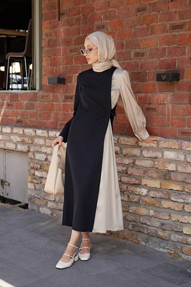 çift renkli elbise - 1