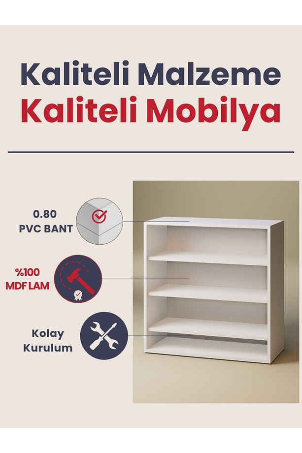 Raflı Kapaksız Çok Amaçlı Dolap, Ayakkabılık - 6