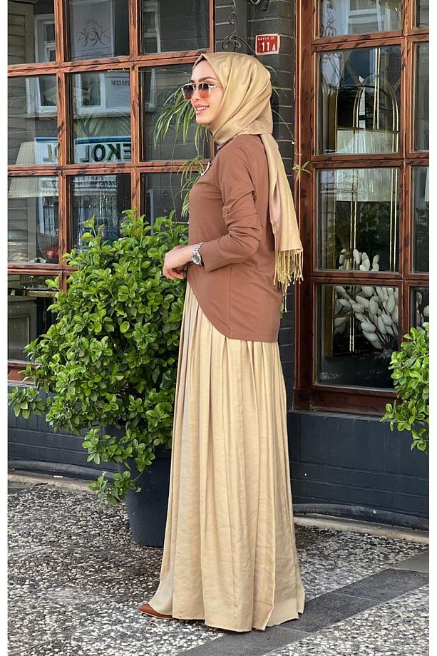 Elbise Qay65014 Kahve Bej - 2