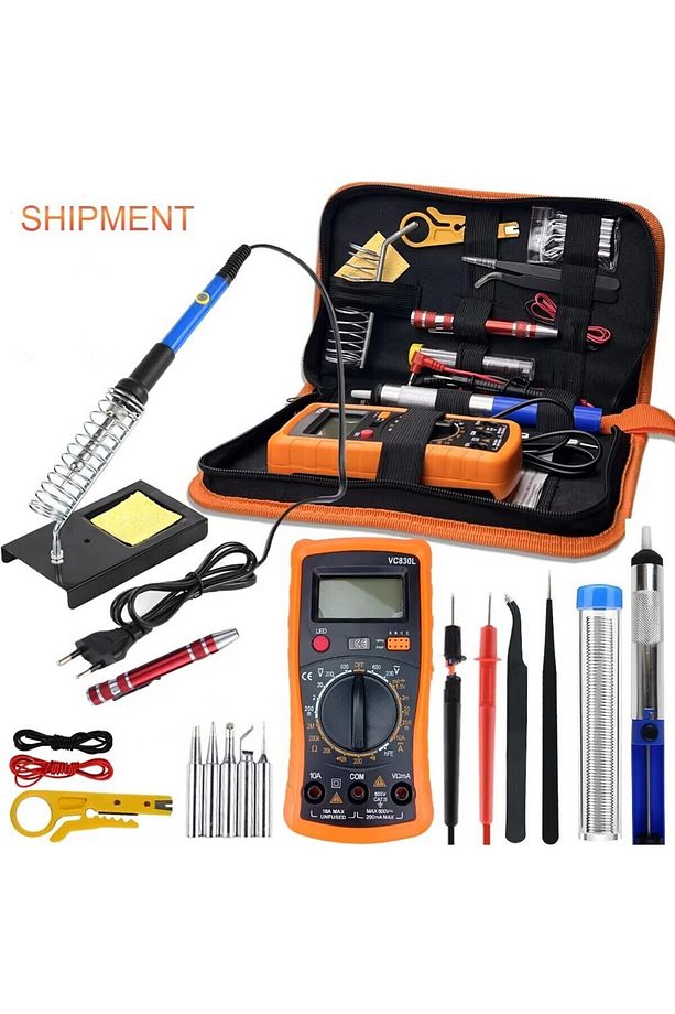 Ayarlanabilir Lehim Havya Seti 60W Elektrikli Havya Kiti Dijital Multimetre Kaynak Aracı - 1