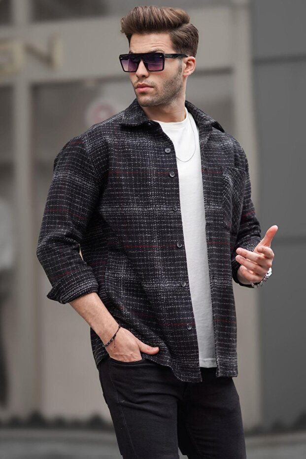 Black Patterned Lumberjack Men's Shirt 6724