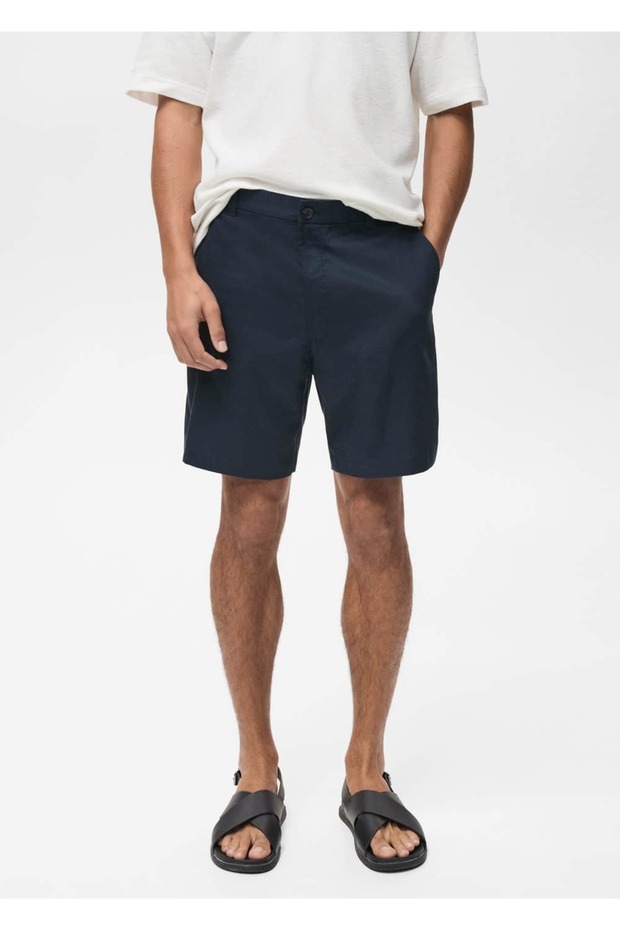 Slim fit akışkan bermuda şort - 1