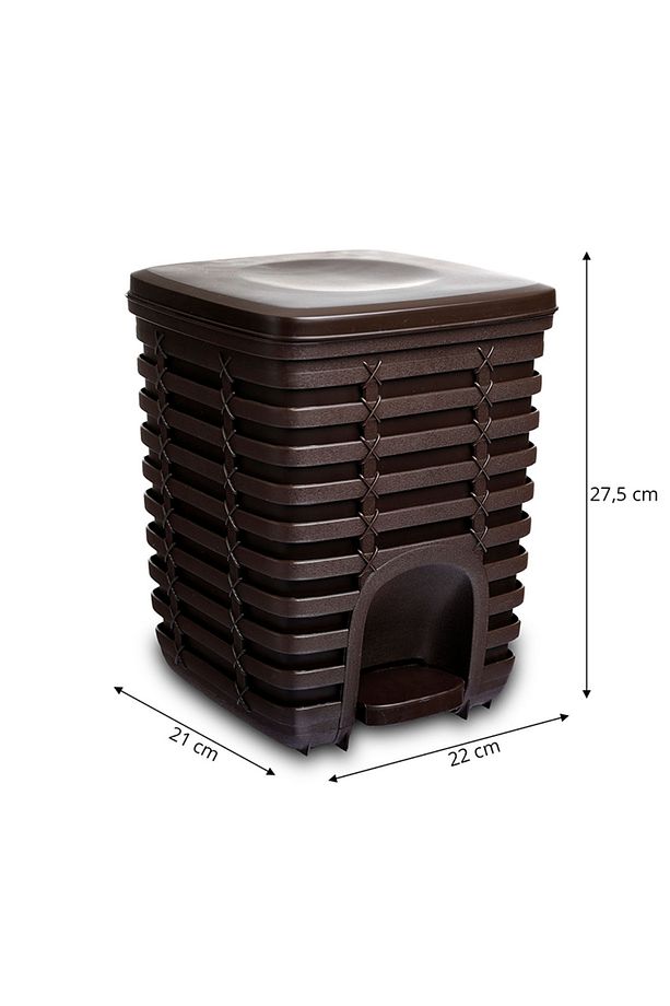 Palm Pedallı Kare Çöp Kovası 9 Lt - Kahve Rengi - 4